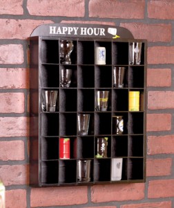 Shot Glass Display Shelf organizes your collection with ease. It holds up to 36 shot glasses for all to see. 