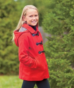 Girls' Hooded Toggle-Front Peacoat will keep her warm and looking stylish all winter long.