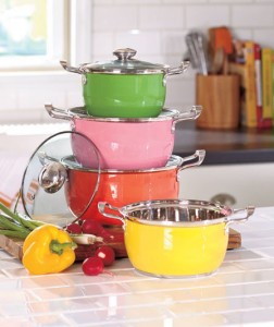 Brighten up your kitchen with this Colorful 8-Pc. Cookware Set.