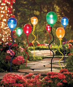 Set of 2 Solar-Lighted Balloon Stakes helps you decorate your garden with whimsical delight!