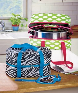A Slow Cooker Carrier is the easy way to take your food contribution to a family gathering, neighborhood potluck or other social event. 