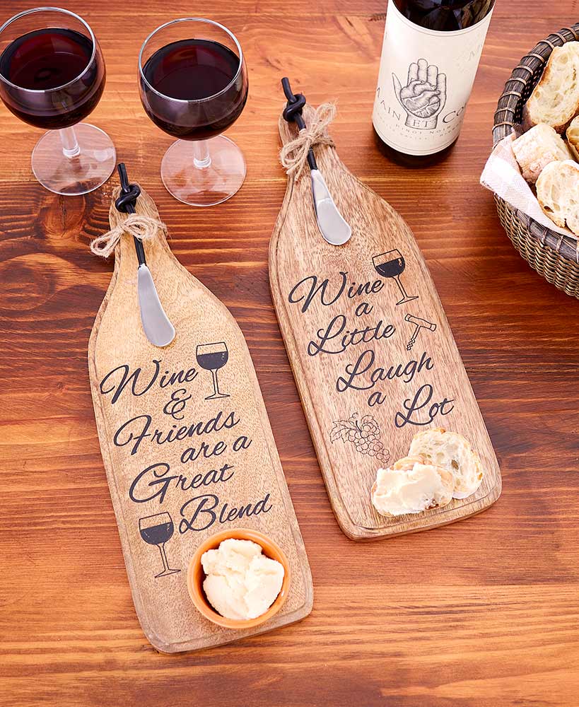 Wine Bottle Shaped Cheese Board With Spreader