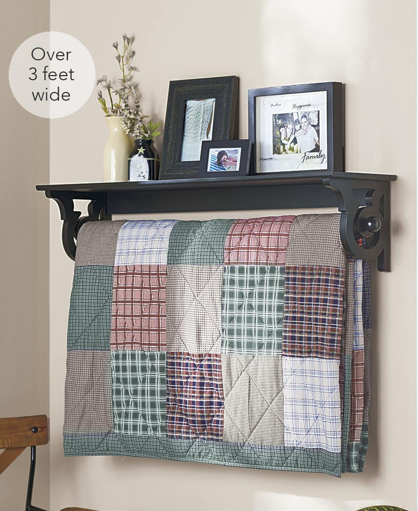 Wall-Mounted Quilt Rack With Shelf