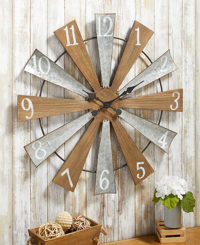 Oversized Wood And Iron Farmhouse Clock