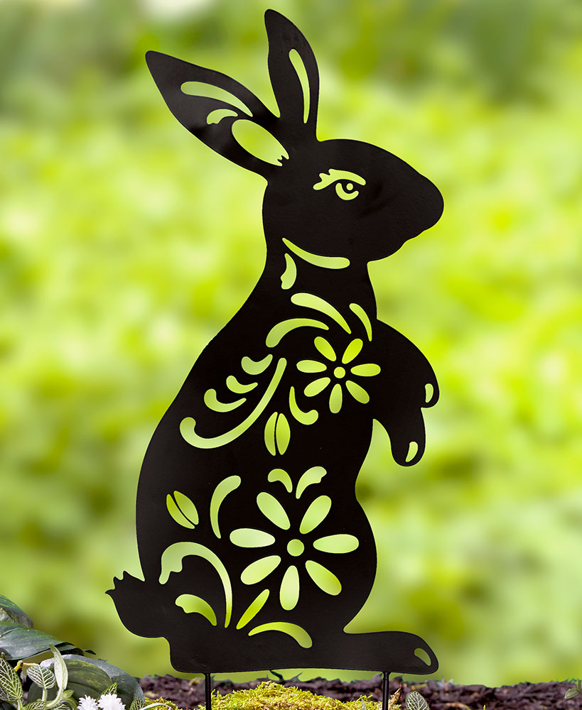 Metal Bunny Silhouette Garden Stake