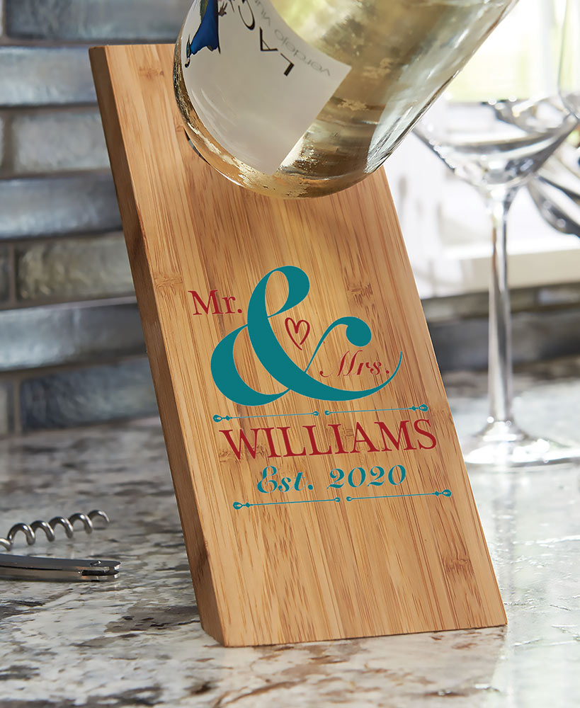 Wedding Gift Ideas - Mr. & Mrs. Personalized Wine Bottle Holder
