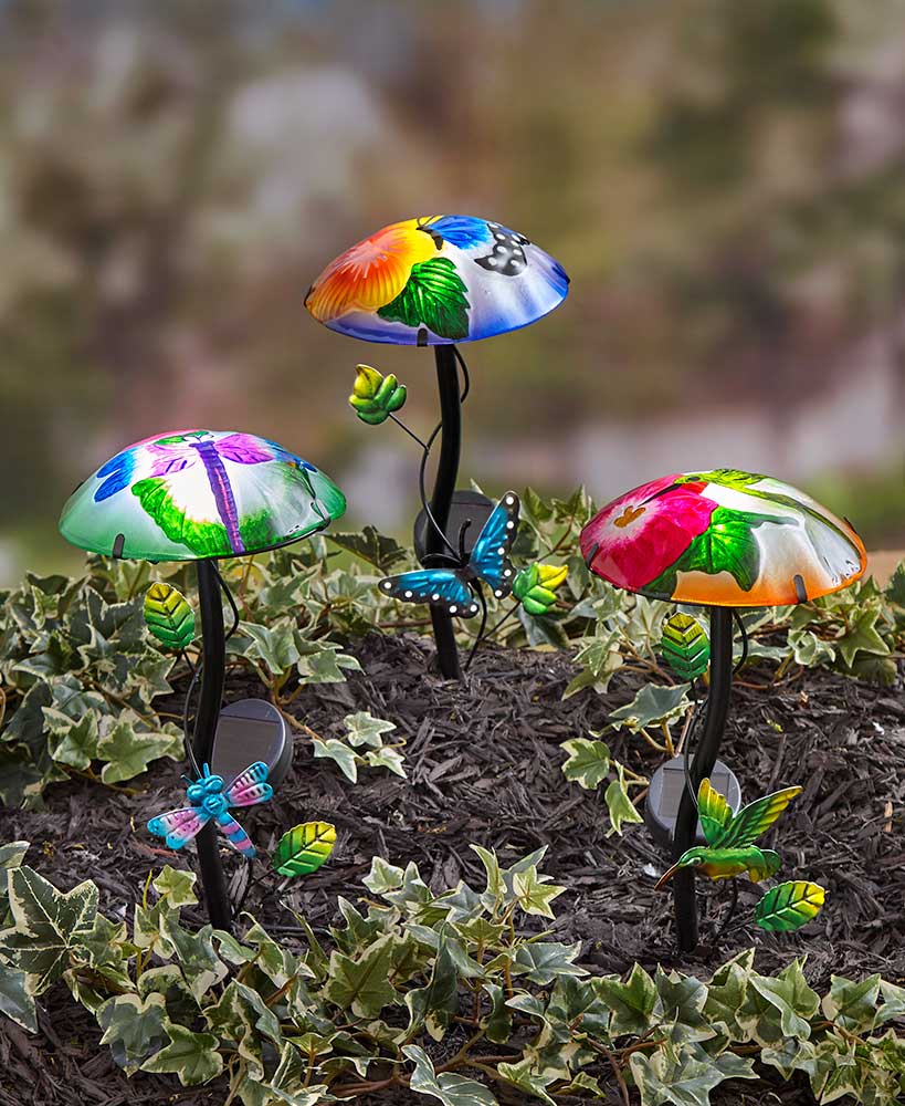 Solar Garden Decorations - Solar Mushroom Light Garden Stakes