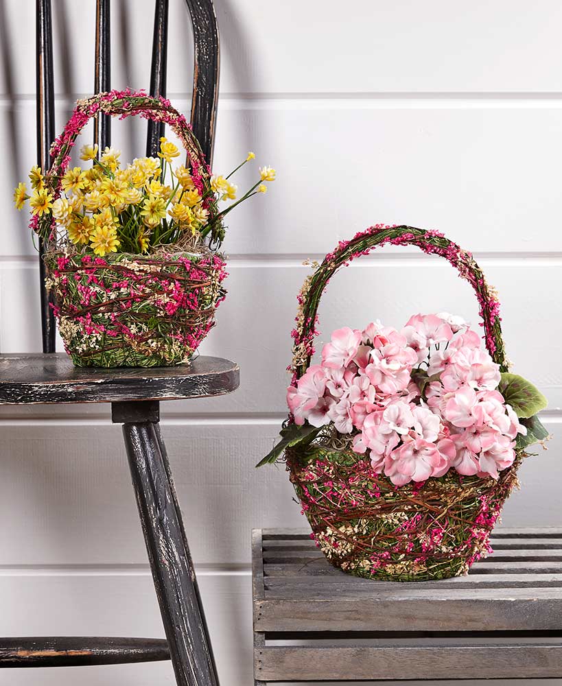 Sets of 2 Flower Basket Planters