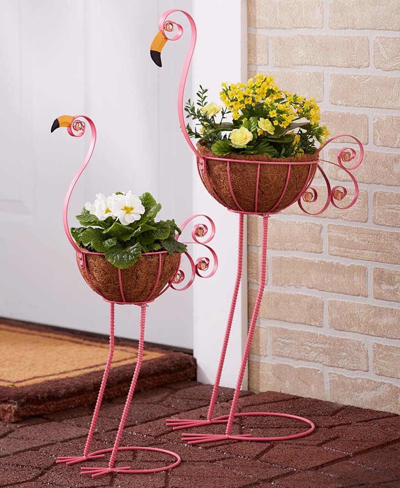 Set of 2 Flamingo Planters