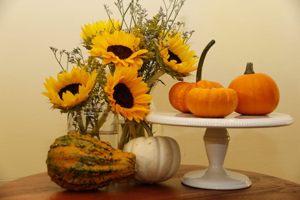 Decorative Pumpkins On A Cake Stand
