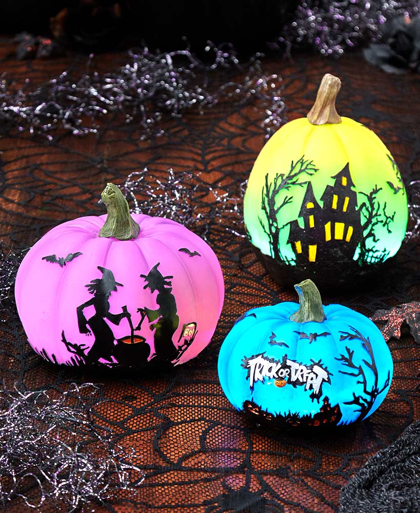 Indoor Halloween Decorations - Color-Changing Lighted Pumpkins