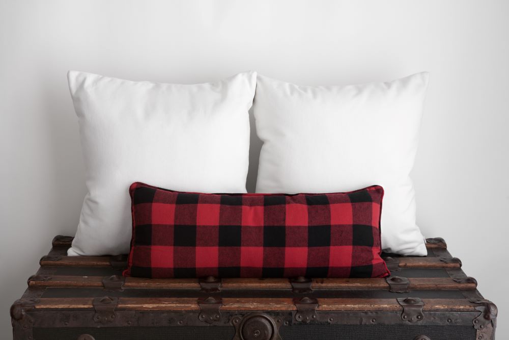 Red and Black Plaid Throw Pillow