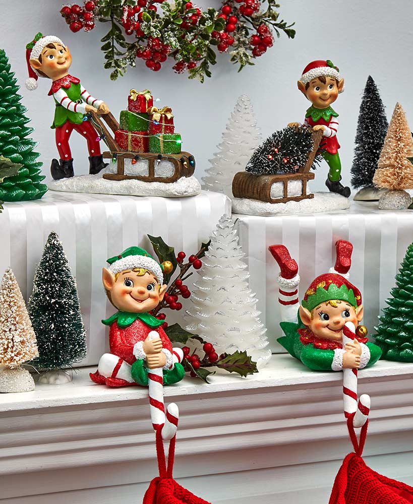 Holiday Cheer Elf Figurines or Stocking Holders