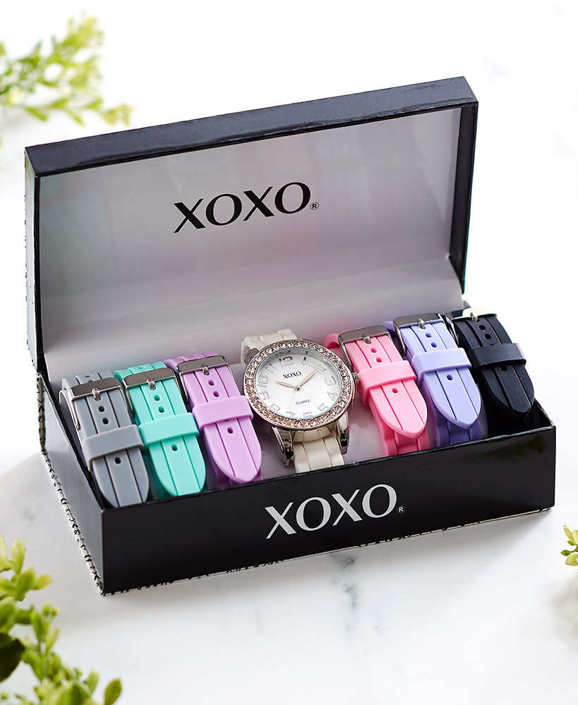 8-Pc. Interchangeable XOXO Watch Set in Gift Box