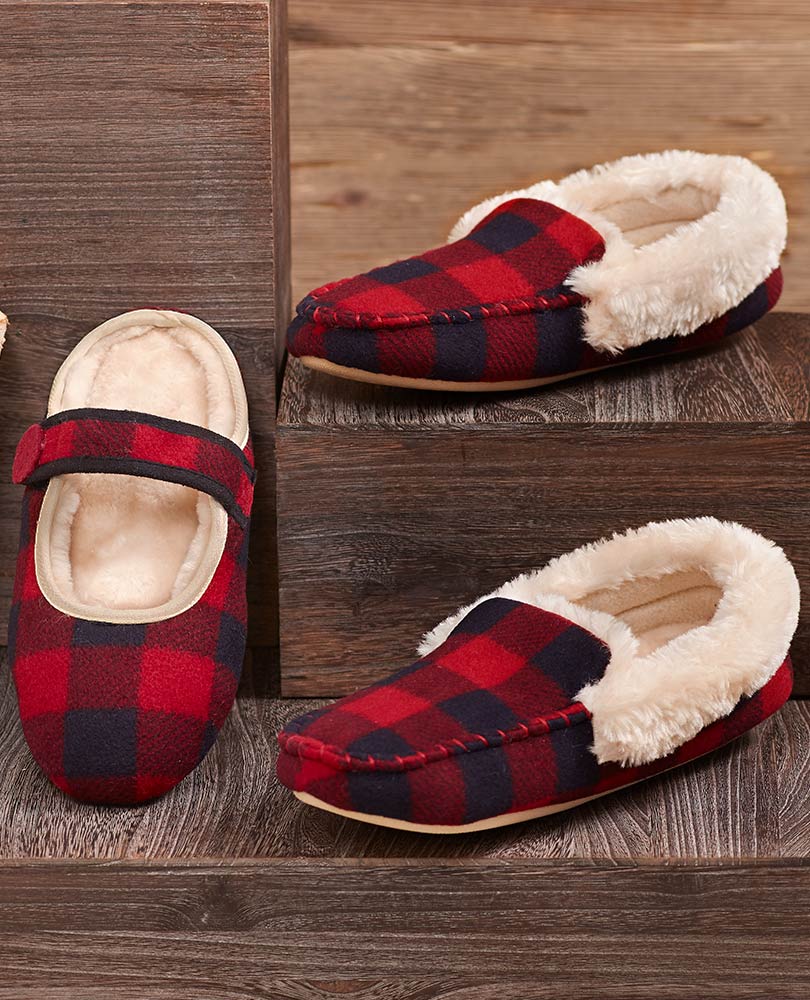 His or Hers Buffalo Plaid Slippers
