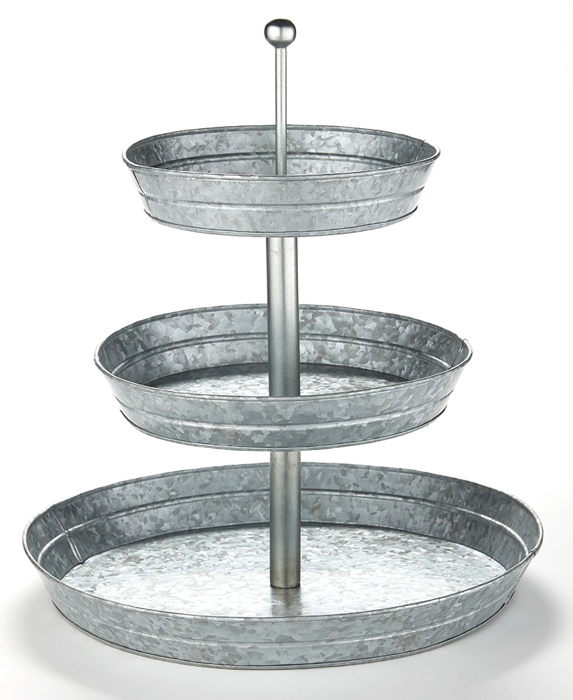 3-Tiered Galvanized Metal Tray