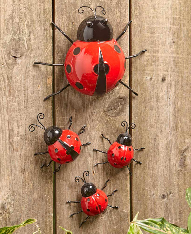 Sets of 4 Metal Garden Ladybugs