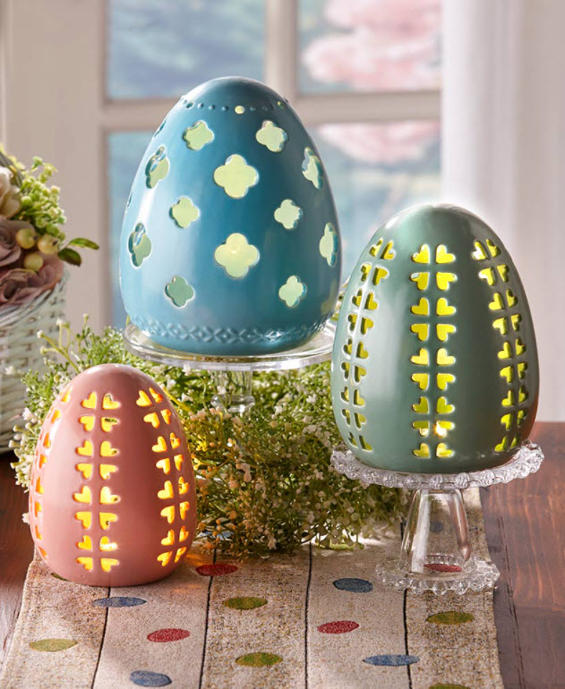 Lighted Ceramic Eggs