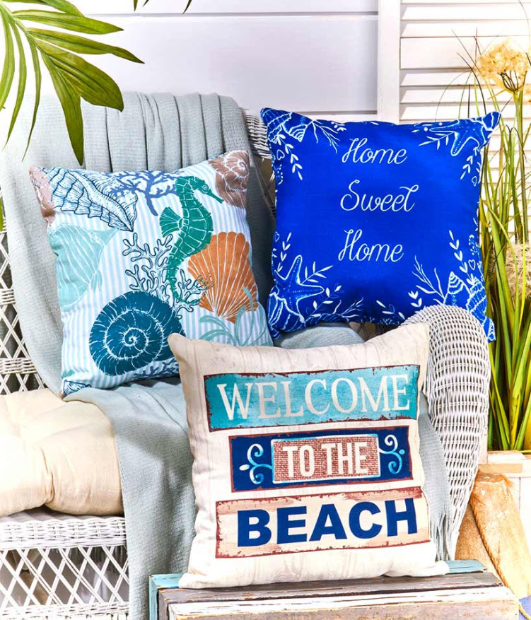 Decorate a Coastal Patio - Indoor/Outdoor Coastal Pillows