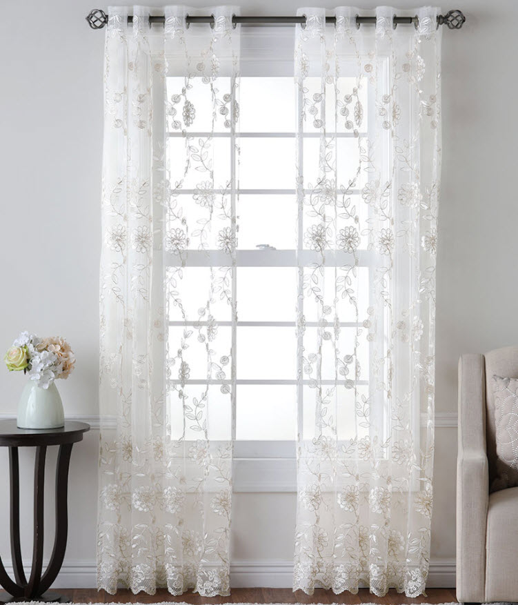transition home decor from spring to summer - 84" Rose Vine Embroidered Sheer Window Panel