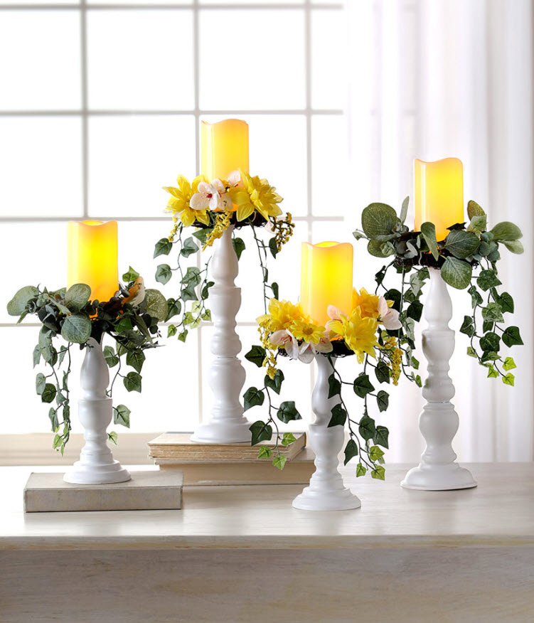 summer kitchen decor ideas - Floral Pillar Candleholders