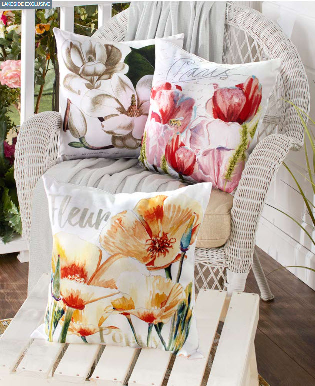 Small Porch Decor Ideas - 16" Indoor/Outdoor Floral Pillows
