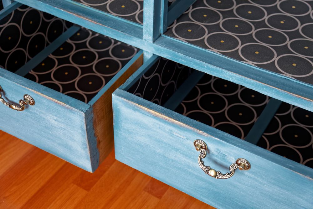 Wallpaper lined drawers