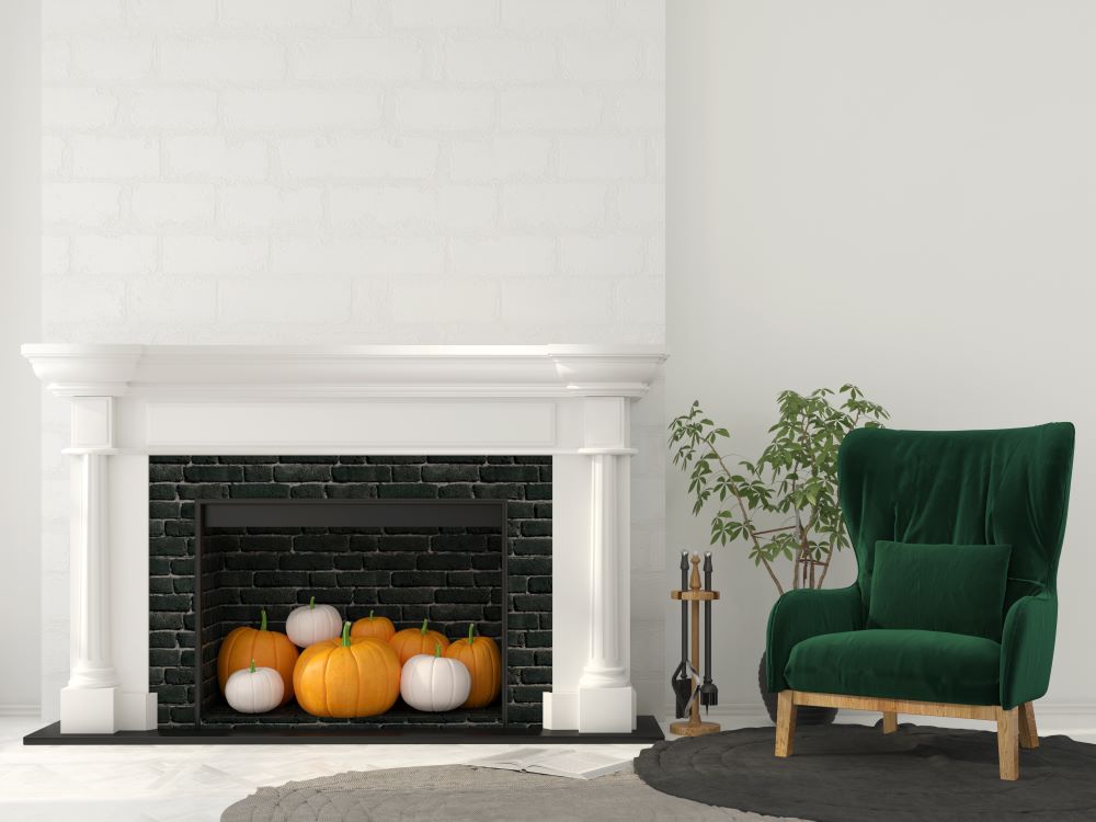 Pumpkin Decorating Ideas - pumpkins in fireplace