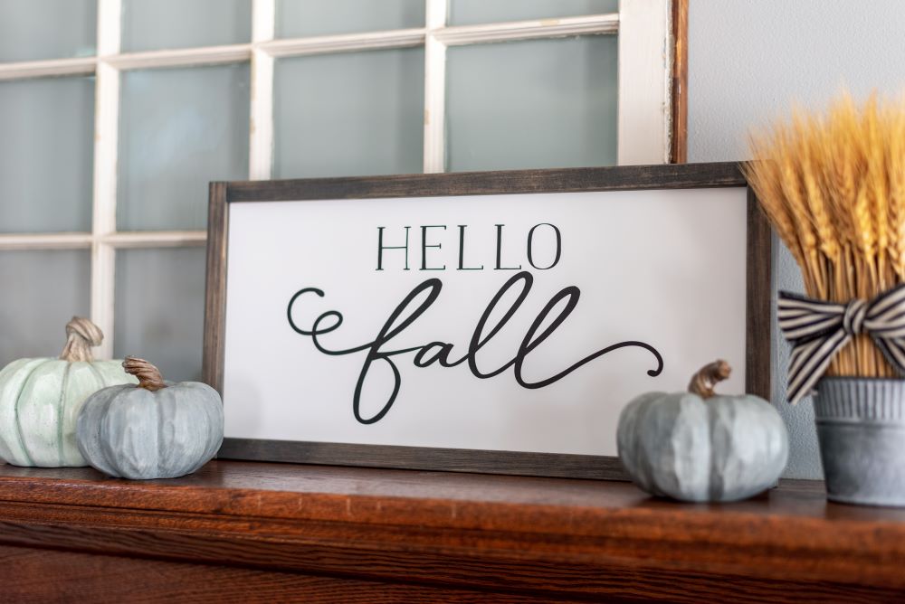 Fall sign farmhouse decor pumpkins and gourds 