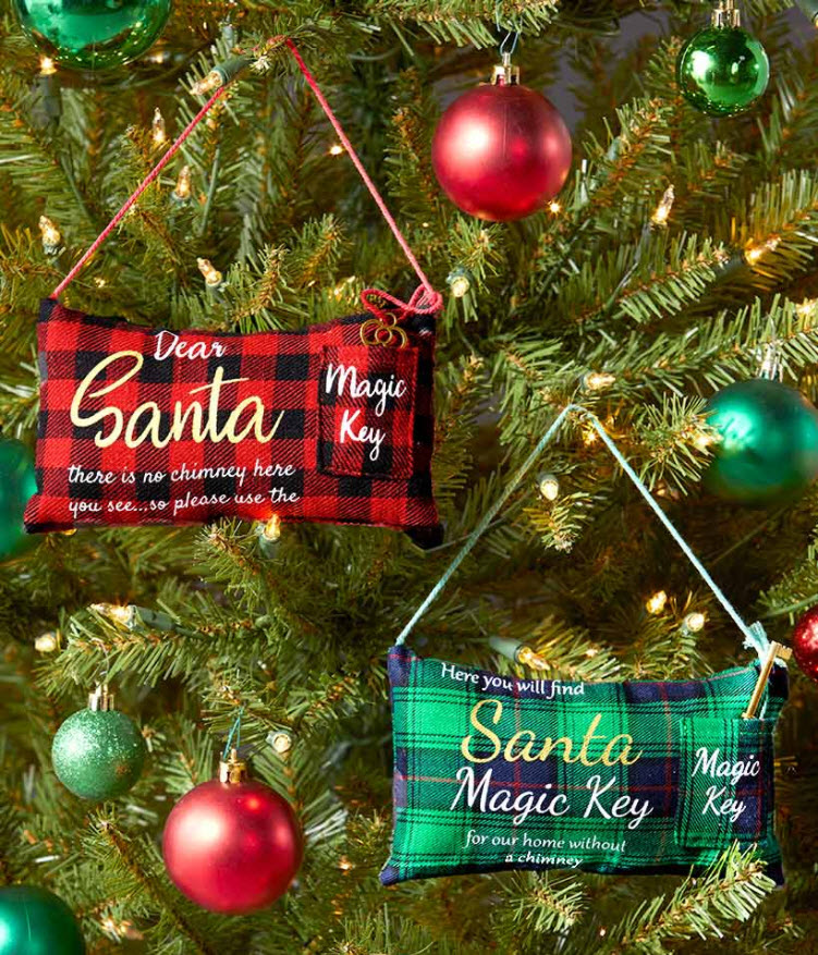 christmas in july sale - Set Of 2 Santa's Magic Key Pillow Ornaments