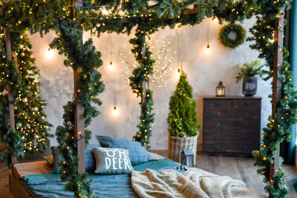 Christmas garland bedroom