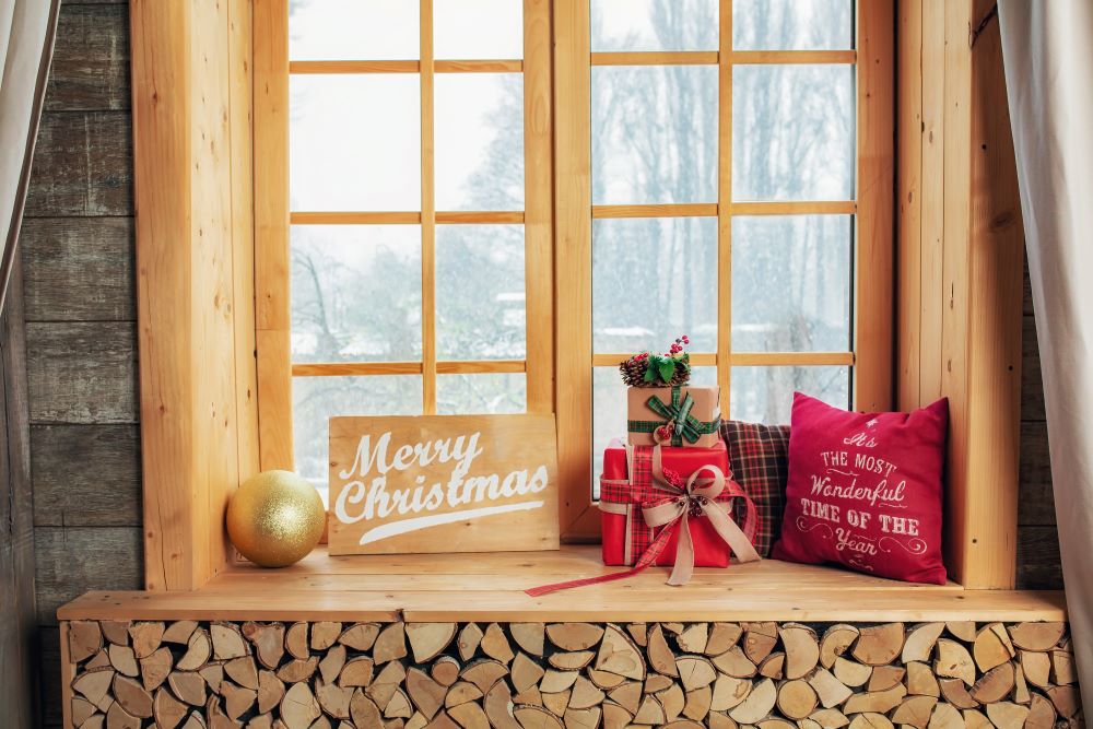 Christmas windowsill display