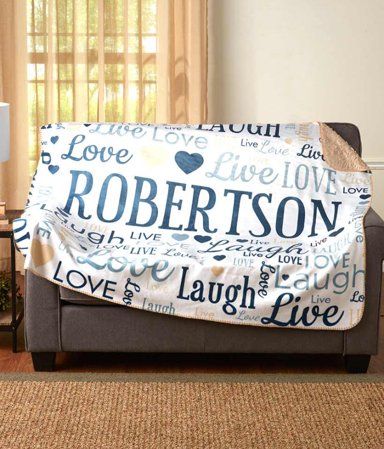 
Personalized Family Word Art Sherpa Throws