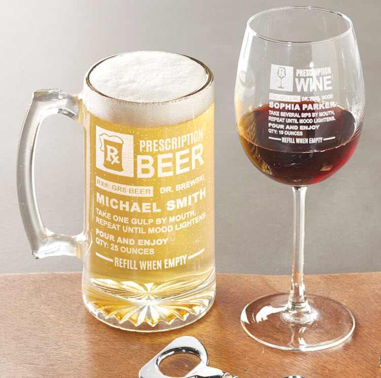 Personalized Prescription Wine Glass or Beer Mug