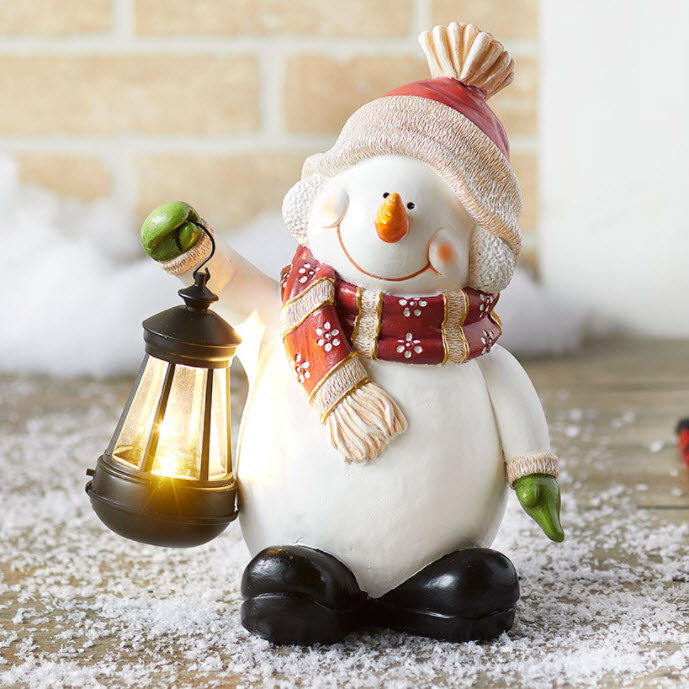 Snowman with Solar Lantern